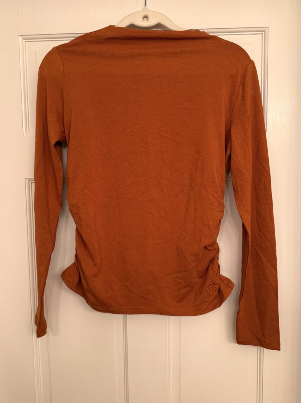 Calvin Klein Women's Slim Long Sleeve Mock Neck Top Sugar almond Size M 2808